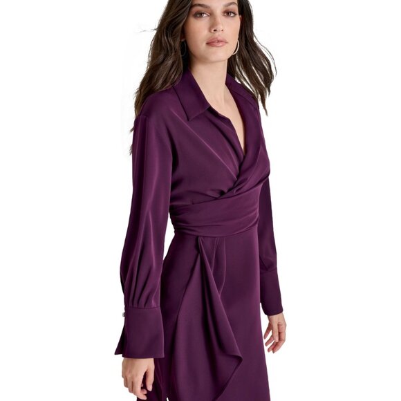 DKNY Women's Faux-Wrap Collared Mini Dress – Purple – Size 14 NWT - Picture 5 of 5